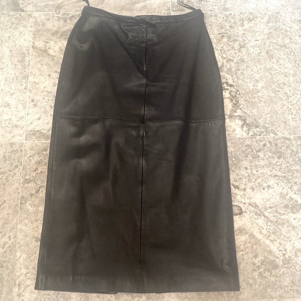 Beautiful Long Black leather skirt